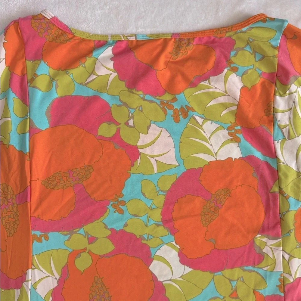 Trina Turk | Playa De Flor Tropical Floral Print Tunic Coverup Mini Dress (M) - Picture 13 of 16